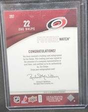 2010-11 SP Authentic Future Watch Auto 297 Zac Dalpe Carolina Hurricanes 