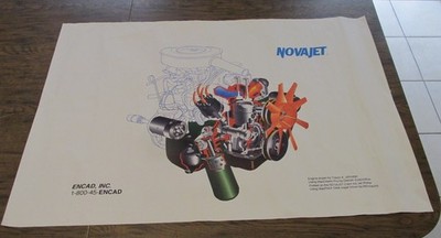 ENCAD Novajet Promo Poster Of 4-cylinder Automobile Engine Cut-Away Diagram  