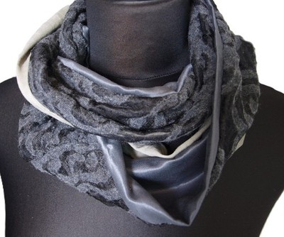Loopschal Schlauchschal schwarz-grau 3verschiedene Stoffe Unikat kreativ.atelier
