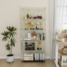 5-Tier Glass Display Cabinet with 5 Dynamic LED Modes