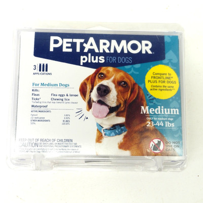 Pet Armor Plus For Medium Dogs 23-44lbs 3 Applications Exp: 12/8/26 New & Sealed