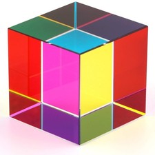 CMY Color Cube 2 inch 50 mm Crystal Glass Cube Prism, Multi-Color CMYcube T...