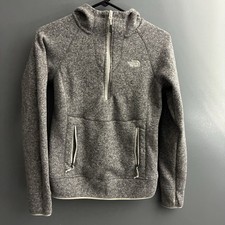 The North Face Womens XS Heather Gray Fleece Pullover Hoodie 1/4 Zip Outdoor