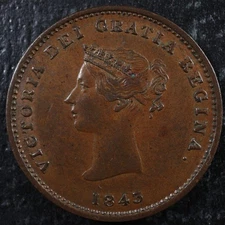 NB-1A2 Halfpenny token 1843 Canada Nouveau New Brunswick Ship Breton 910