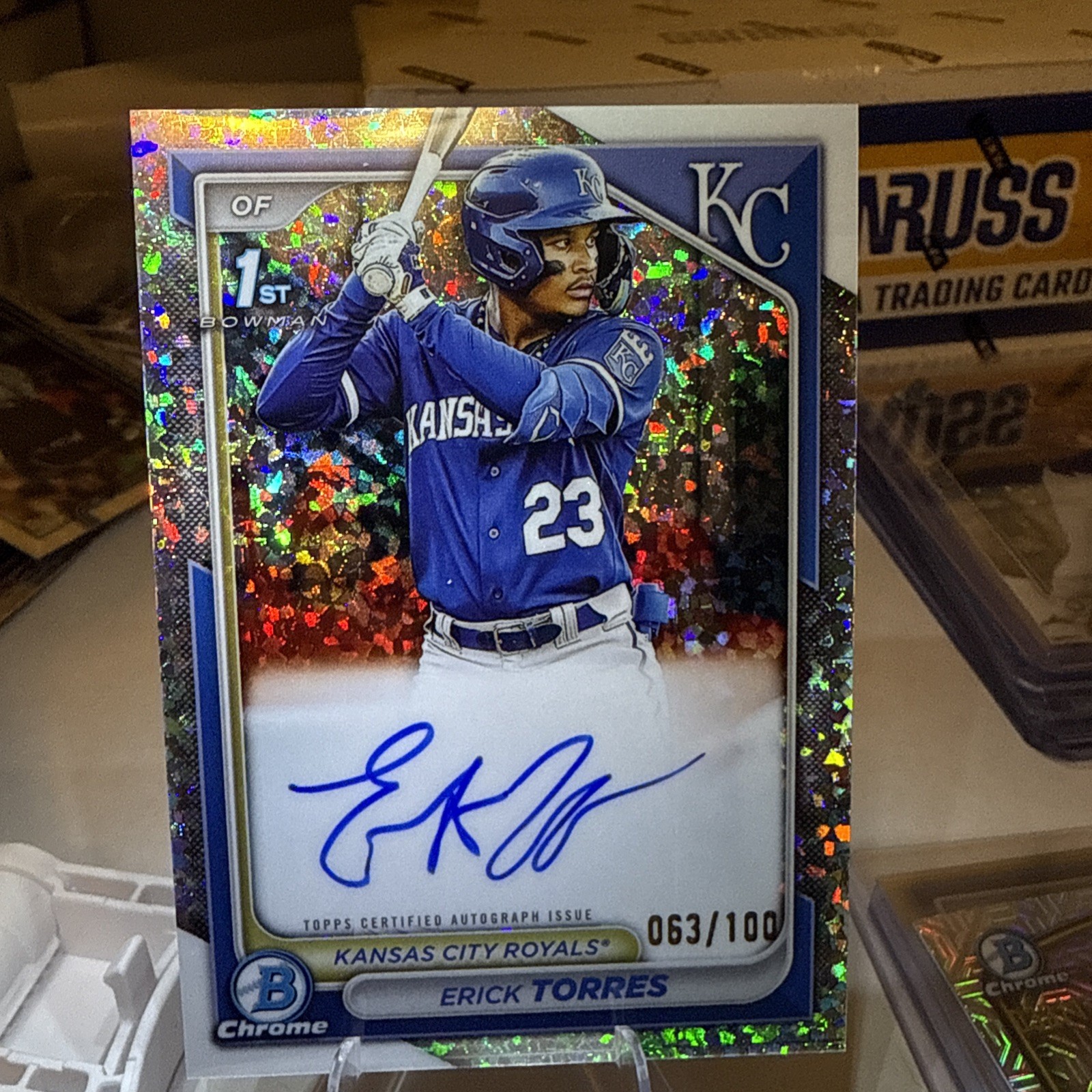 ERICK TORRES 2024 BOWMAN CHROME 1ST MINI DIAMOND REFRACTOR AUTO /100 Q1725