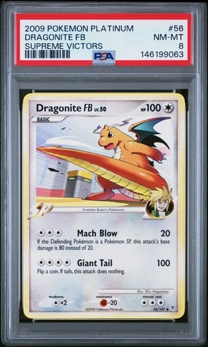 2009 POKEMON PLATINUM SUPREME VICTORS #56 DRAGONITE FB PSA 8