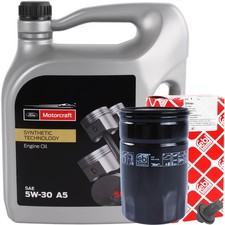 FEBI ÖLFILTER + 5L ORIGINAL 5W-30 MOTORÖL passend für FORD WSS-M2C913-A B C D
