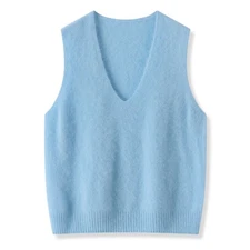 Women Cashmere Wool Blended V-neck Knitted Vest Sleeveless Gilet Waistcoats Coat