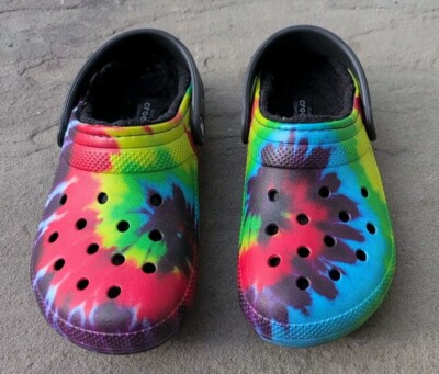 Crocs Classic Fleece Lined Men Women 6, Tie Dye Rainbow 🌈 Clog