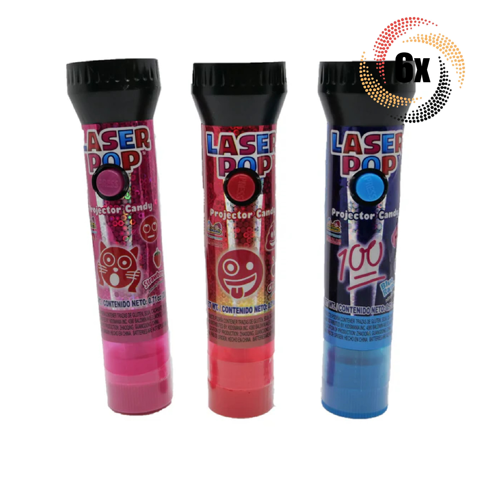 6x Pops Kidsmania Laser Pop С различными вкусами-Новинка, игрушечные конфеты | 71 унция