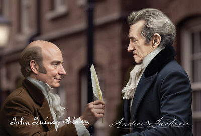 Andrew Jackson VS John Quincy Adams ''The Corrupt Bargain 1824'' Postcard