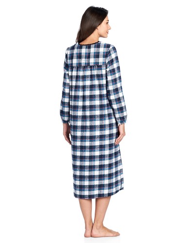 Ashford & Brooks Vestido de camisón de manga larga a cuadros de franela para mujer - Imagen 12 de 25