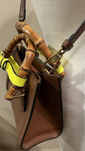 Gucci Diana Mini Brown Leather Tote Bag Bamboo GG Cross Body Handbag Purse# 6419 - Picture 22 of 23