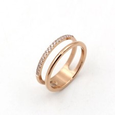 Moda Minimalista Exquisito Estrás Oro Banda Anillo Pareja Regalo Joyería