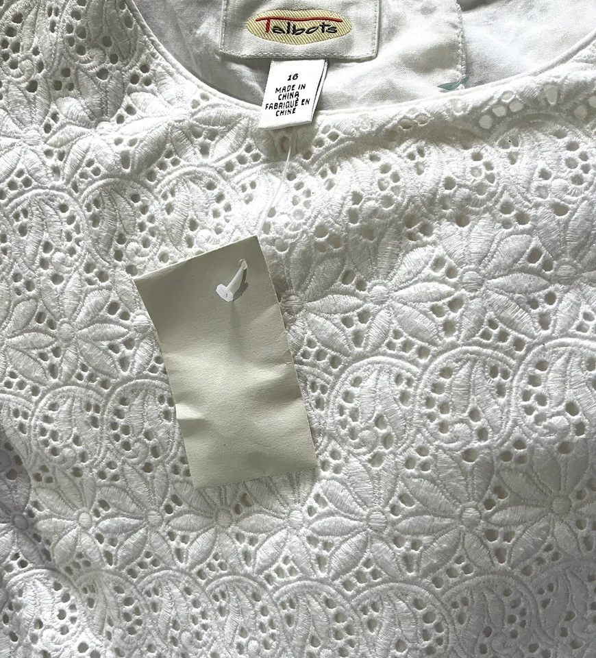 BNWT TALBOTS WHITE eyelet broderie anglaise lined top UK 18 RRP£89 - Image 4 of 4