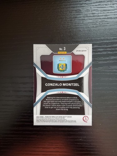 Gonzalo Montiel - Panini Prizm Copa Mundial de Fútbol FIFA 2022 RC #3 - HYPER PRIZM - Imagen 2 de 2