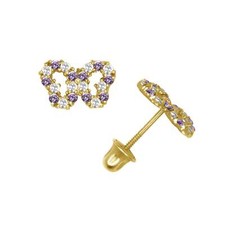 14k Yellow or White Gold Butterfly CZ Stud Earrings