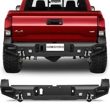 Powder Coated Steel Rear Bumper w/ Led Lights For Toyota Tacoma 2016-2020