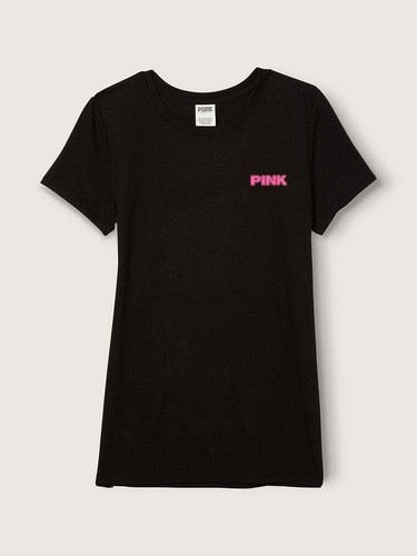 Victoria's Secret rosa Bling T-Shirt + Campus Shorts Set heiß rosa palm schwarz L - Bild 10 von 13