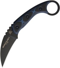 TOPS Devils Claw 2 3.13" 1095 Carbon Black Blue G10 Fixed Knife w/Sheath DEVCL02