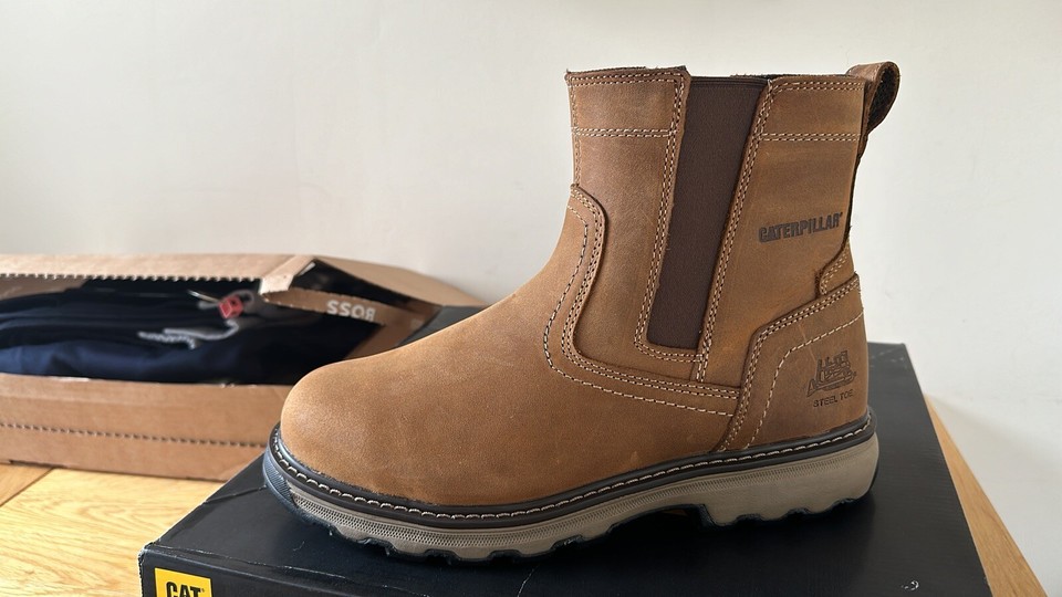 CAT Pelton S1P Men's Work Safety Boots Brown, Size UK 9 646881702666