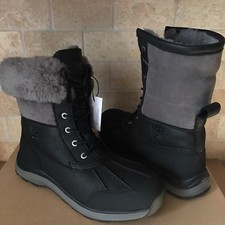 UGG Adirondack III Black Grey Waterproof Leather Snow Boots Size US 8 Women
