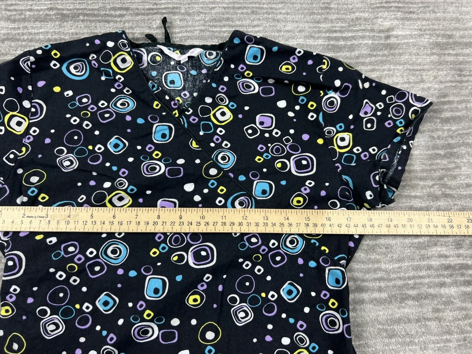 I Heart Scrubs Top Womens Extra Small Multicolor Short Sleeve 100% Cotton - Image 4 of 4