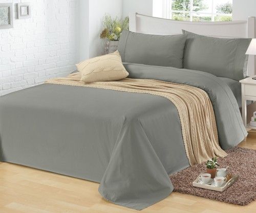 1500TC CVC Cotton Sheet Set QB KB DB KSB SB SKB Easy Care Taupe Grey - Picture 9 of 14