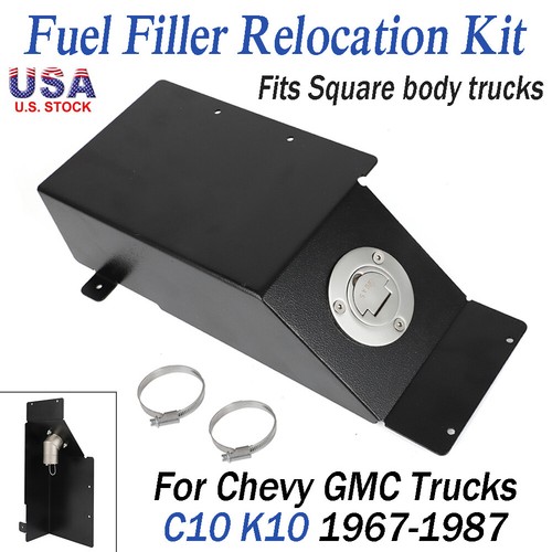Truck Bed Fuel Filler For Chevy GMC C10 K10 1967-87 Gas Door Cap Relocation Kit - Picture 1 of 14