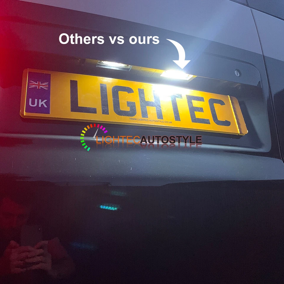 For VW T5 T5.1 T6 T6.1 Caddy White LED License Number Plate Units Light Bulbs UK - Image 2 of 4