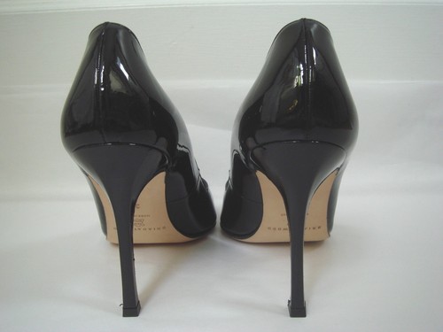 NEW BRIAN ATWOOD black patent leather open-toe heels pumps Euro size 39 - Picture 5 of 6