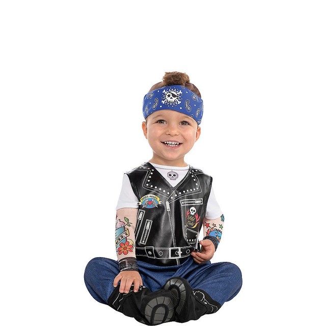 Baby Biker Motorcycle Halloween Costume Dress Up Kids Boys Infant 06