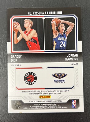 Gradey Dick Jordan Hawkins Rookie Ticket Dual Patch Jersey