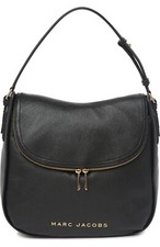 Marc Jacobs The Groove Hobo Bag Purse Black Pebbled Leather Zip Flap Magnet