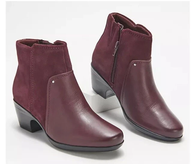 Stivaletti Clarks Collection in pelle con tacco Emily stivaletto basso bordeaux taglia 7 5 M