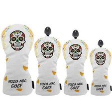 New Fashion Skull White Golf Club Head Cover Driver Woods Hybrid UT Head Cover