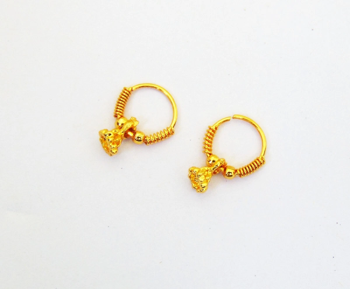 Small Gold Plated Bali Hoop Earrings | Juulry.com