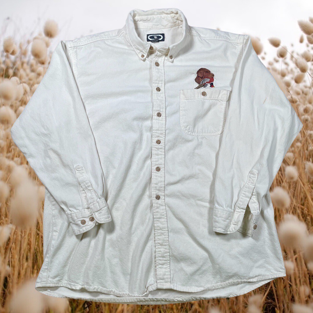 Three Rivers White Button Down Flannel Hunting Sh… - image 1