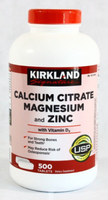 Kirkland Signature Calcium Citrate Magnesium & Zinc 500 Tablets Free Shipping