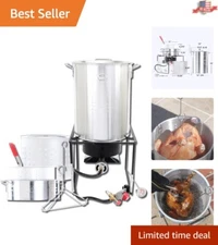 33,000 BTU Portable Outdoor Cooker with Dual Aluminum Pots for Perfect Frying