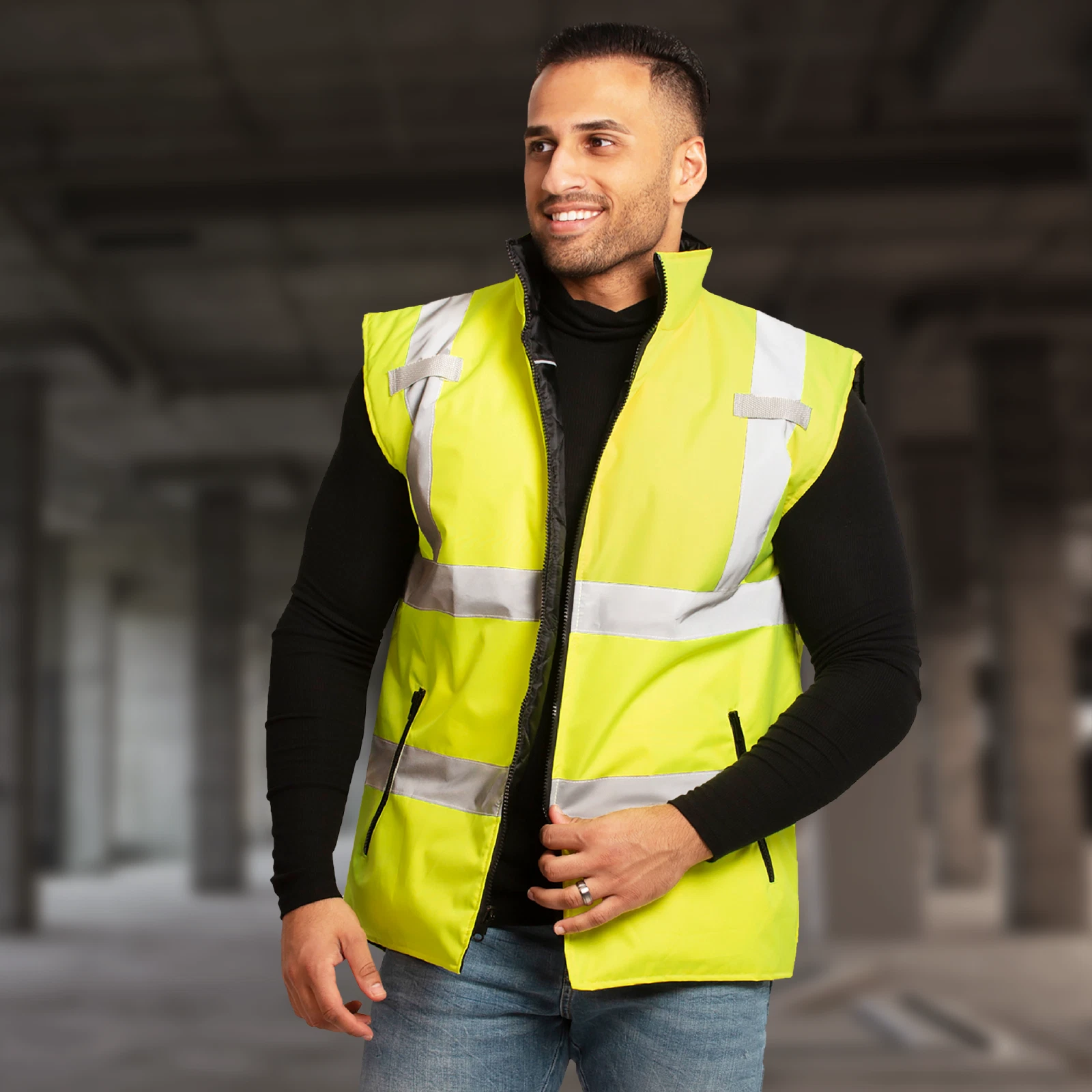 Hi Vis Visibility Reversible Bodywarmer Safety JORESTECH Vest - product detail image 2