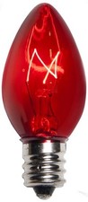 25 C7 Red Incandescent Christmas Light Bulbs 5 Watt E12 Base