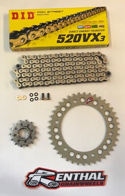 DID Gold 520 Teilungskette & Renthal Ritzel Kit Honda CBR600RR 03-25 Rennstrecke