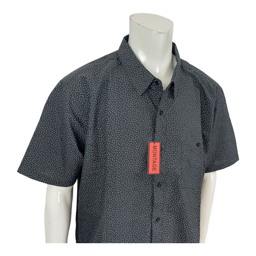 Montage Short Sleeve Shirt Black Micro Flower Mens Size 4XL - Picture 6 of 9