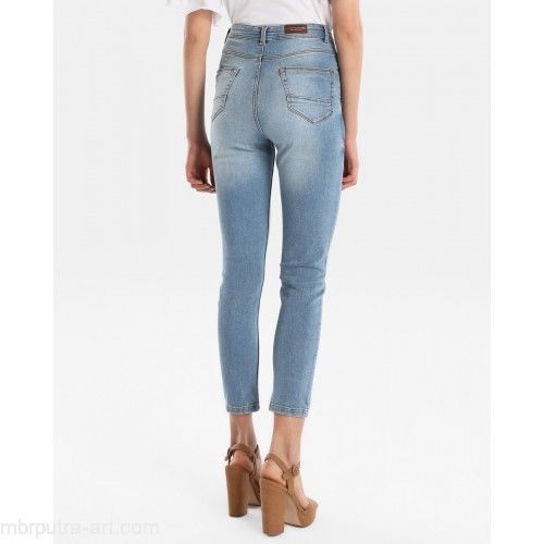 Damenjeans mit seitlichen Nieten Slim Fit grau Skinny ausgefallen 2 Seitentaschen Hose - Bild 6 von 10