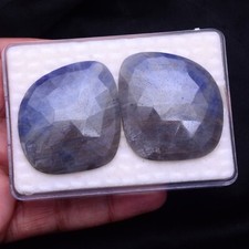 176 Cts Natural Sapphire Pair 40mm*37mm Rose Checker Cut Huge Loose Gemstones