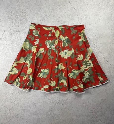 Vintage Kenzo Paris Womens Cotton Floral Pleated Casual Skirt Sz 44 / L - Picture 8 of 12
