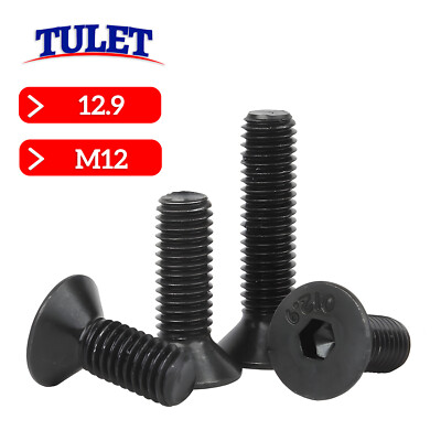 M12 DIN 7991 12.9 Stahl Senkkopfschrauben Schwarz Innensechskant Senkkopf M12x