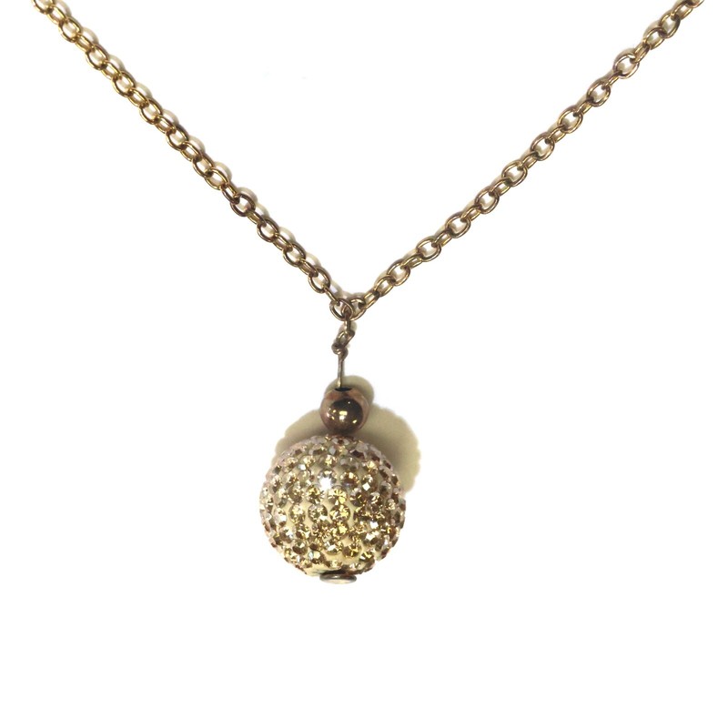 sterling silver Gold Plated 925 Disco ball swarovski crystal Pendant necklace