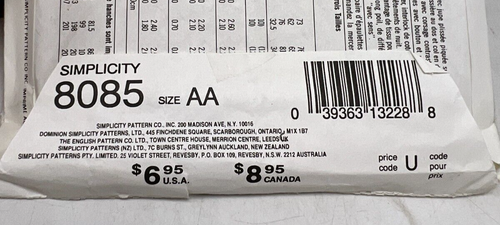 Lote de 3 patrones de costura Simplicity, talla AA 7-10 (8386 - 8085 - 9237) sin cortar - Imagen 7 de 11
